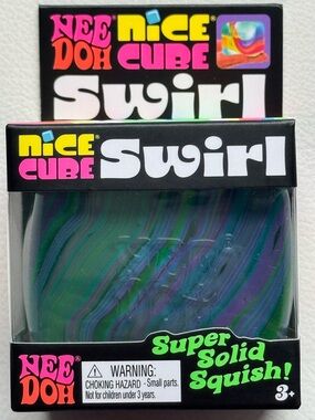 NeeDoh Nice Cube Swirl Blue Green Purple Squishy Squeeze Toy New SHIPS TODAY!